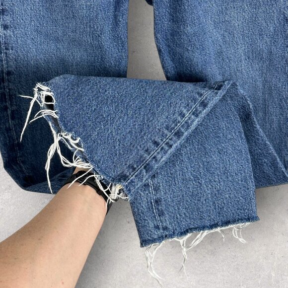 AGOLDE Criss Cross Straight Leg Organic Jeans Button Fly Womens Sz 22 Blue Denim - Picture 9 of 15